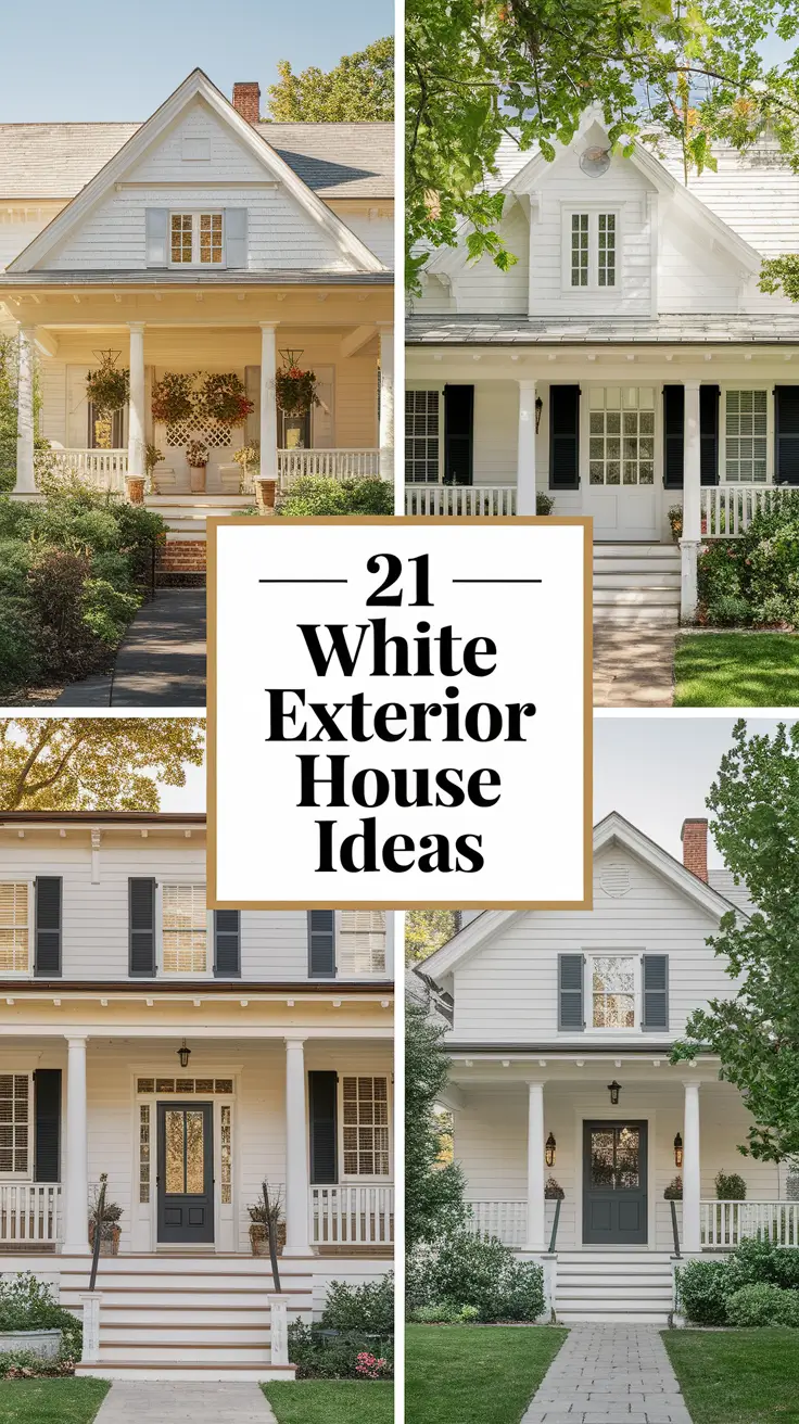 21 White Exterior House Ideas That Elevate Curb Appeal With Style and Contrast
