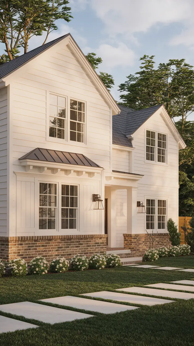 21 White Exterior House Ideas That Elevate Curb Appeal With Style and Contrast