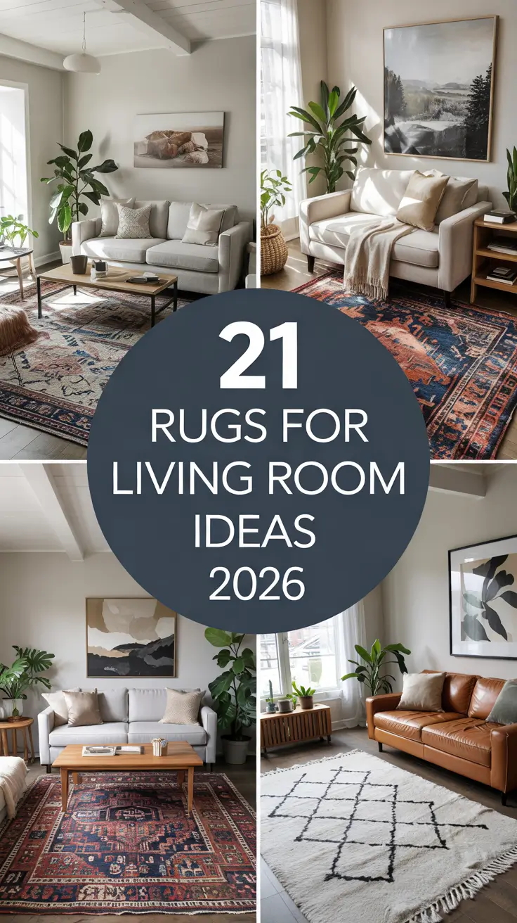 21 Rugs For Living Room Ideas 2026: Modern Looks, Sizes And Cozy Layouts