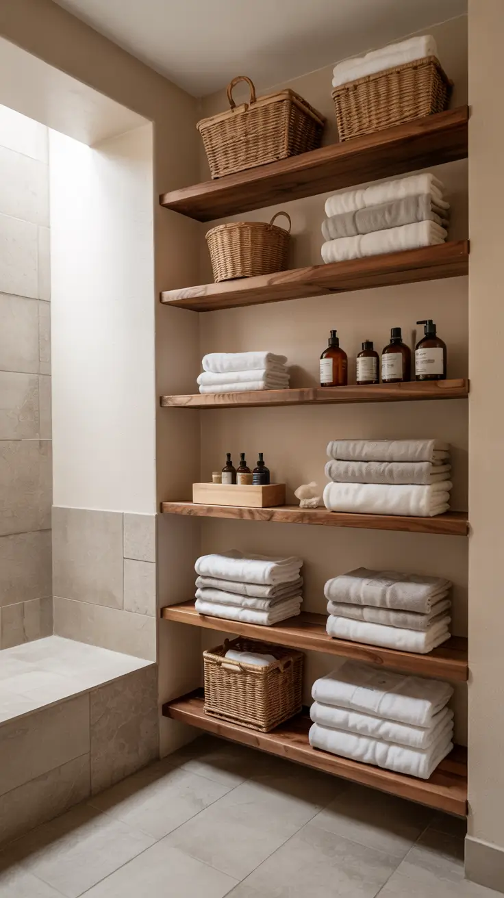 22 Bathroom Shelves Ideas 2026: Modern Wall Storage That Looks Built-In