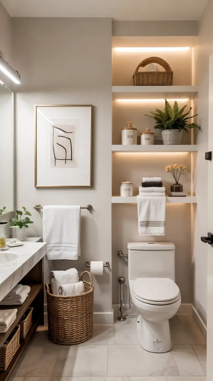 22 Bathroom Shelves Ideas 2026: Modern Wall Storage That Looks Built-In